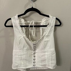 Free People White Amelia Corset with Front Hooks Women's M